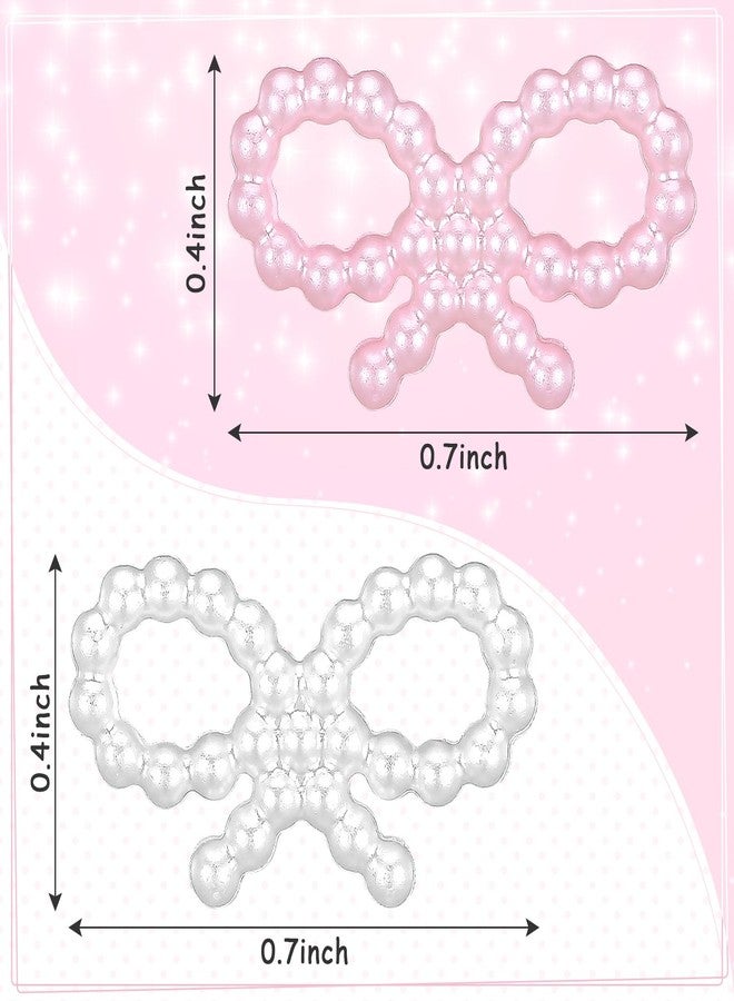 Knitgrip 200pcs Mini Pearl Bows White and Pink Tiny Bows for Wedding DIY Craft Project Cute Bowknot Nail Decoration Gift Wrapping - Image 2